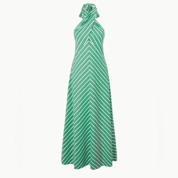 STAUD | Dresses | Staud Dawn Striped Halter Maxi Dress | Poshmark